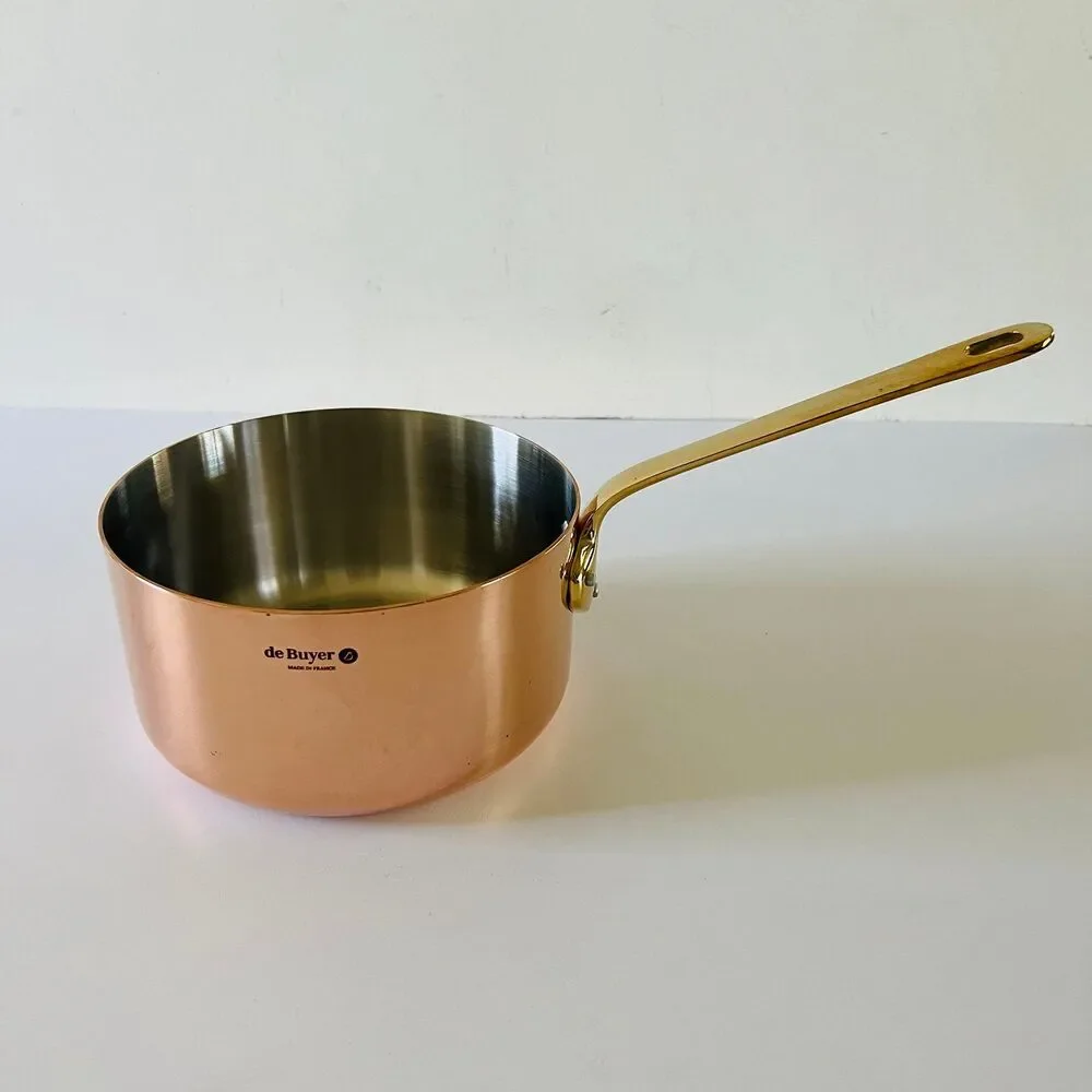 DE BUYER Incouivre Service Copper Saucepan with Brass Handle, 1.6 Qt
